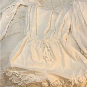 brandy melville ruffle white romper